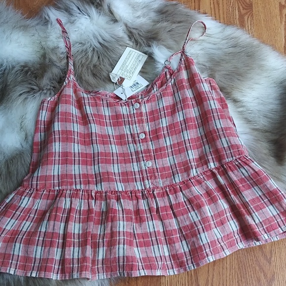 Current/Elliott The Workwear Peplum Linen Tank - Picture 7 of 7